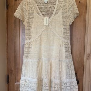 Sundance ivory lace dress with slip